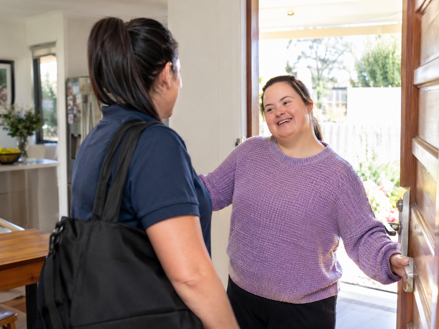 The same NDIS support worker returning to a household over time, familiar with how things are done