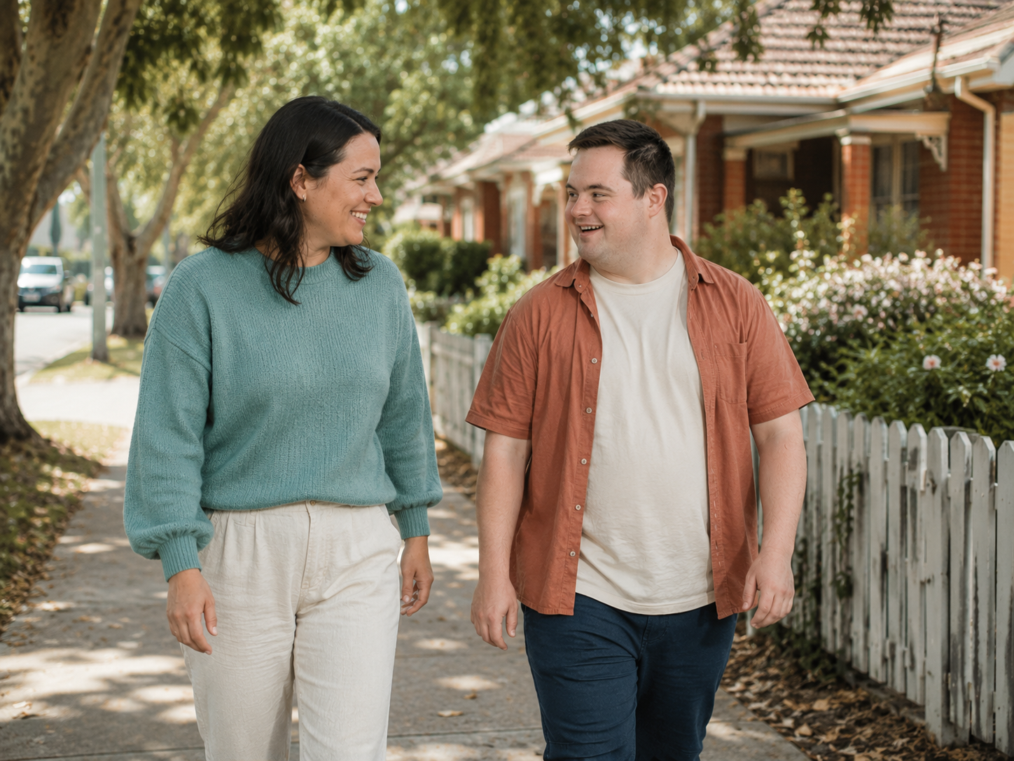NDIS support worker and participant in Melbourne's western suburbs