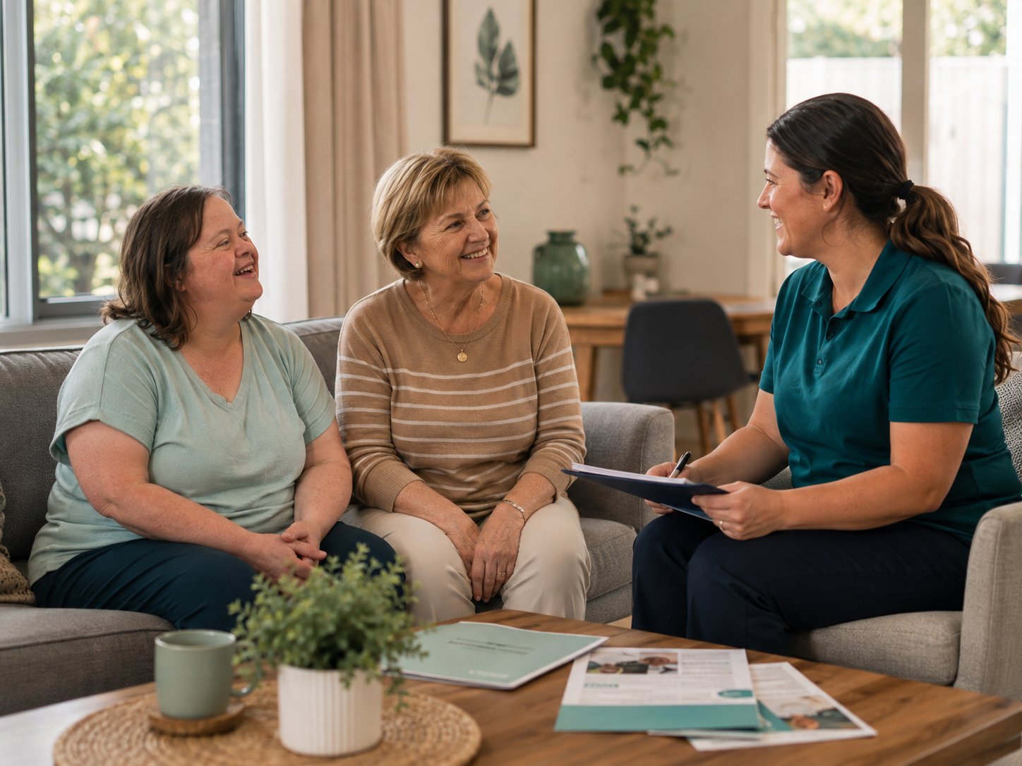 NDIS participant and family meeting a potential support worker for a meet-and-greet in Melbourne