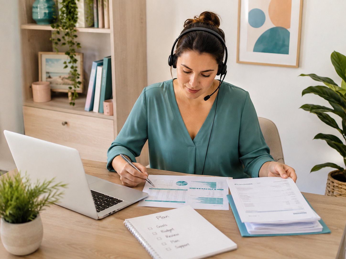 Plan manager reviewing an NDIS participant's budget and invoices in Melbourne