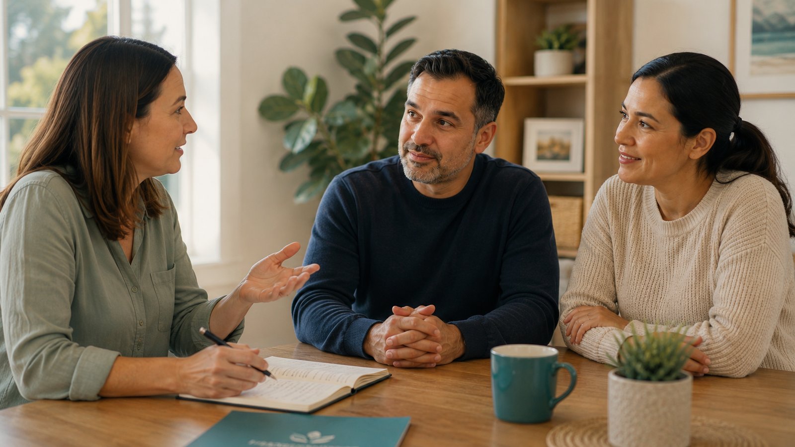 Family asking an NDIS provider questions during a meet-and-greet in Melbourne
