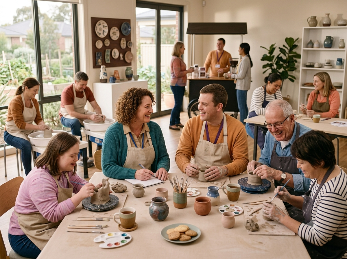 NDIS participant enjoying a social activity with others in the community