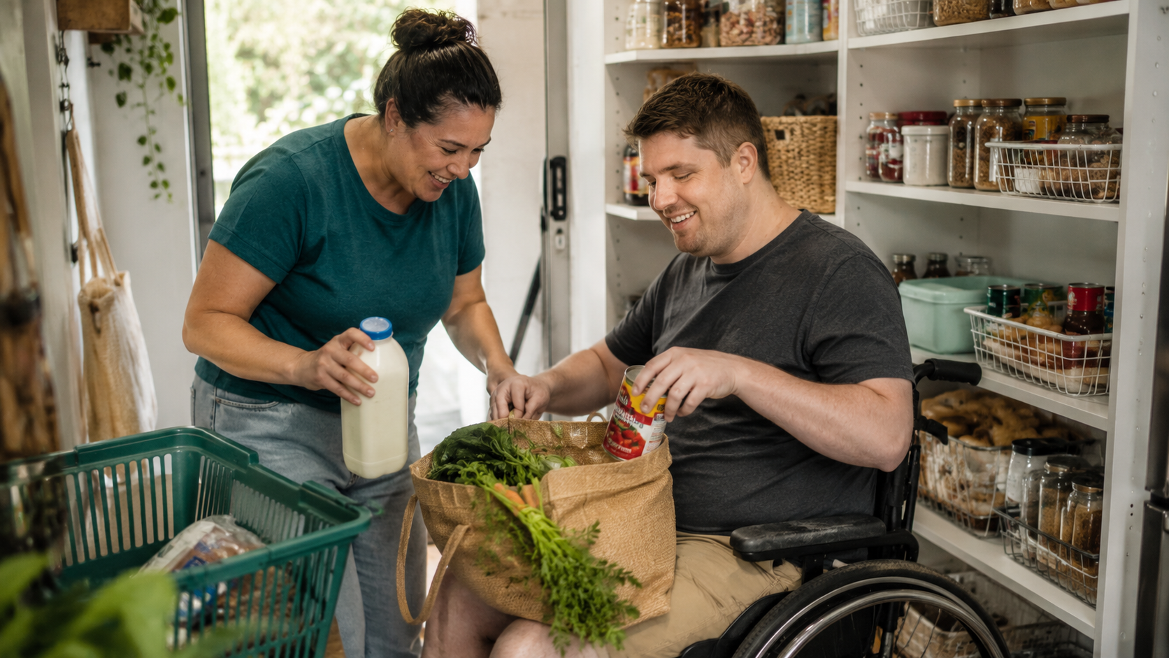 Support worker helping an NDIS participant with a daily task at home in Melbourne